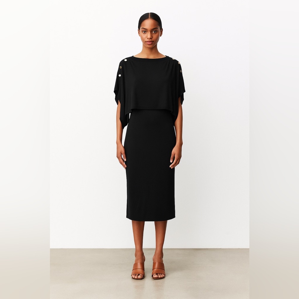 Escada Black Cape Midi Dress